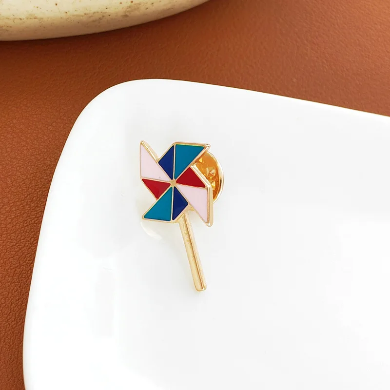 Cartoon Colored Origami Windmill Brooch Creative Alloy Enamel Pin Clothing Backpack Accessories Fashion Badge Custom Wholesale