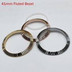 Top Fluted Bezel Inserts 41mm Fit to DJ Watch Case Gold Silver Rosegold Stainless Steel Case Outer Ring Mod Replace Parts