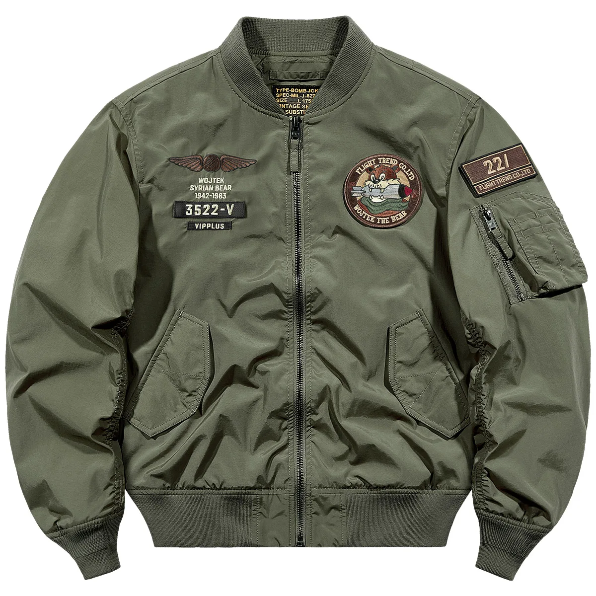 

VIP Brand MA Pilot Jaet Men's American Retro Workwear Outerwear Loose Couple Thin Embroidered Baseball Sle Windproof