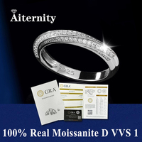100% Pass Diamond tester Pen Moissanite Ring Matching Wedding Diamond Band for Women 925 Sterling Silver Female Single Tail Ring