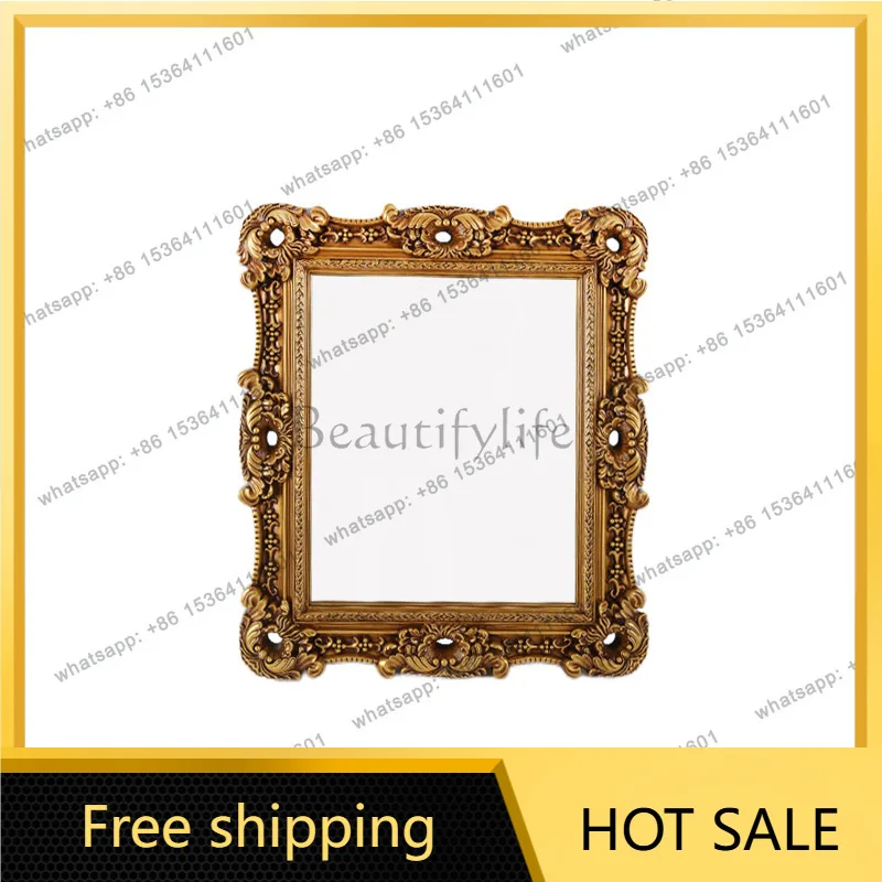 PG European classical oil non-resin picture frame European bathroom wall hanging entrance decorative mirror bathroom mirror