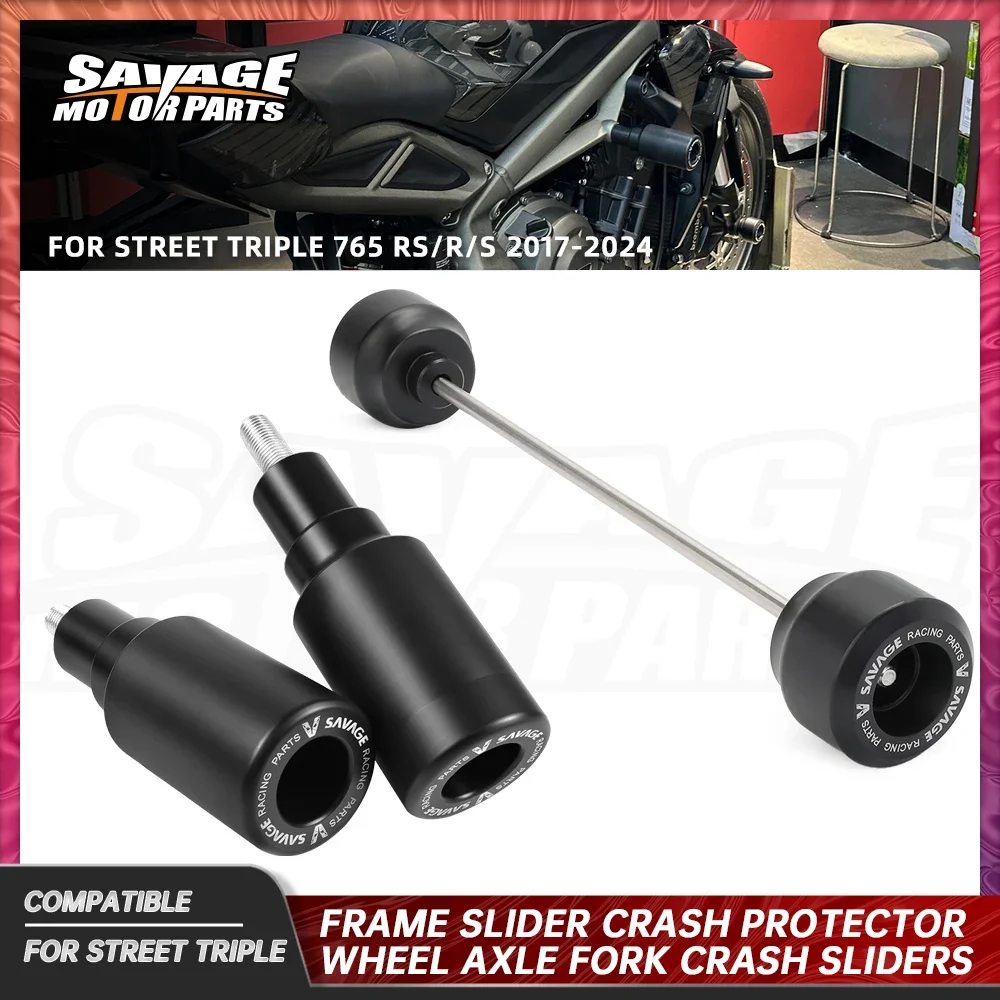 

2024 For Street Triple 765 RS Frame Slider Crash Protector 765 R S Front Wheel Axle Fork Crash Sliders Falling Protection Pad