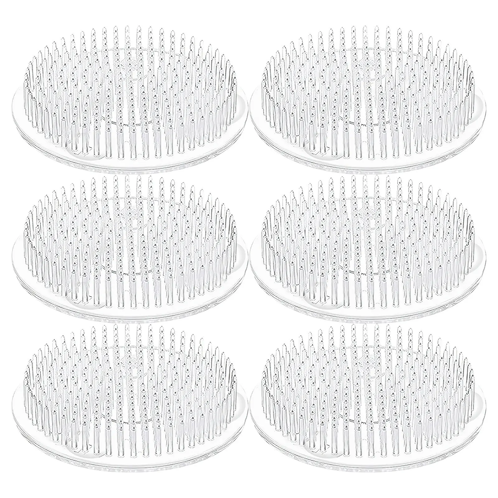 6Pcs Japanese Floral Arrangement Pin Frog Clear Plastic Flower Fixation Holder Round Transparent Design Suction Base Floating