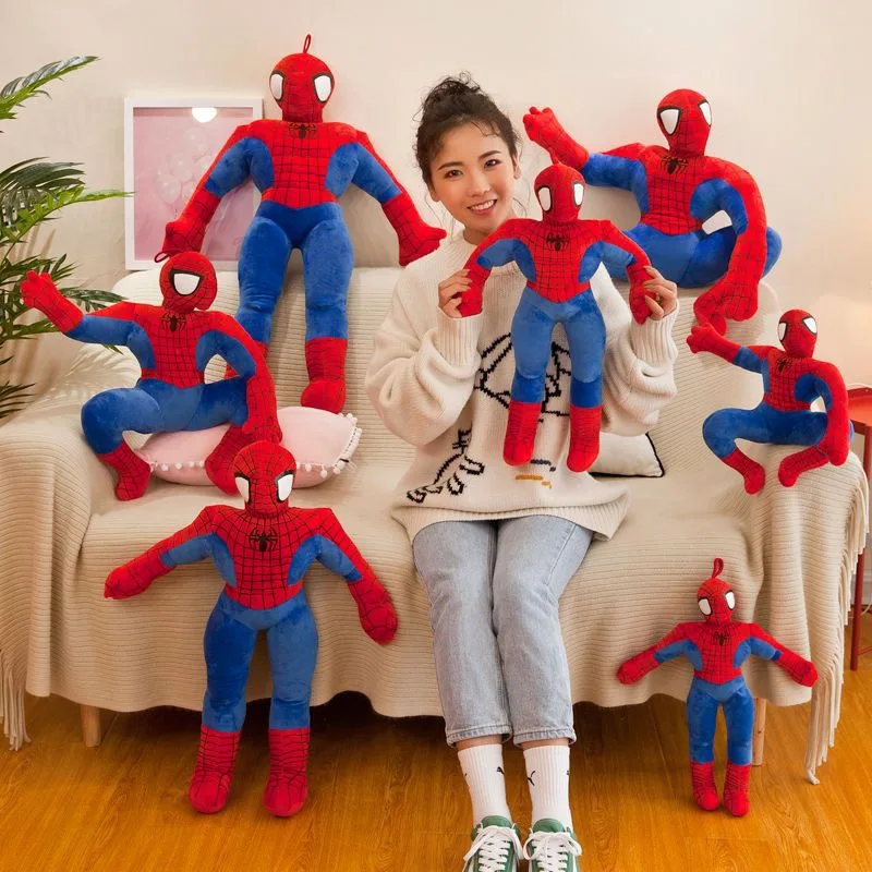 ตุ๊กตาสไปเดอร์แมนนุ่มนิ่ม ปลอดภัยต่อผิว ตุ๊กตาอนิเมะน่ารัก ของเล่นตุ๊กตาขนาดใหญ่ หมอนหนุนนอน นุ่มสบาย ของขวัญวันเกิด