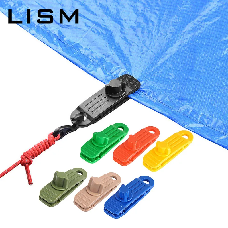 4pcs Camping Tent Canopy Fixing Shark Clips Heavy Duty Windproof Lock Grip Outdoor Awning Tarp Fastener Clamp Buckle