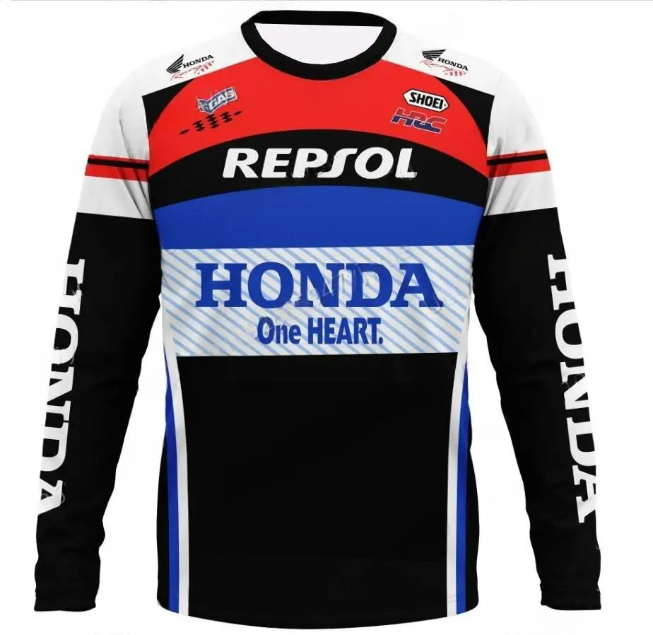 

Honda Men's Summer T-Shirt Car Brand Sports Motorcycle Racing Quick-Dry Teen Long Sleeve Fashion Casual