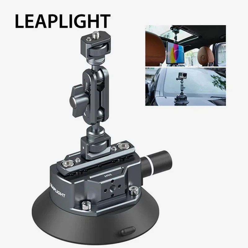Nouveau support de téléphone et caméra d'action à ventouse pour voiture avec pompe manuelle, réglable à 360°, compatible NATO, 1/4" et 3/8" pour GoPro, Insta360, DSLR et caméras d'action