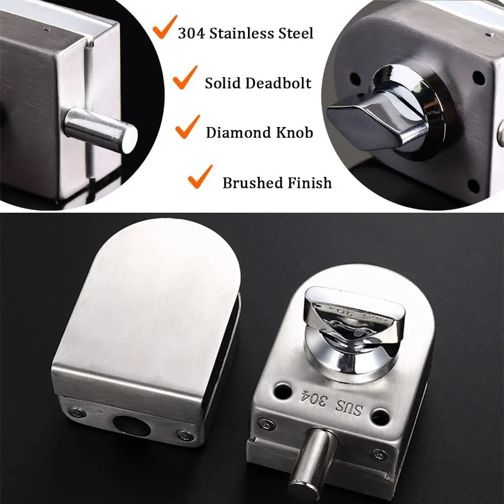 Toilet Shop Home Security Keyless Gate Floor Latch Glass Door Lock Knob Sliding Single Bolt