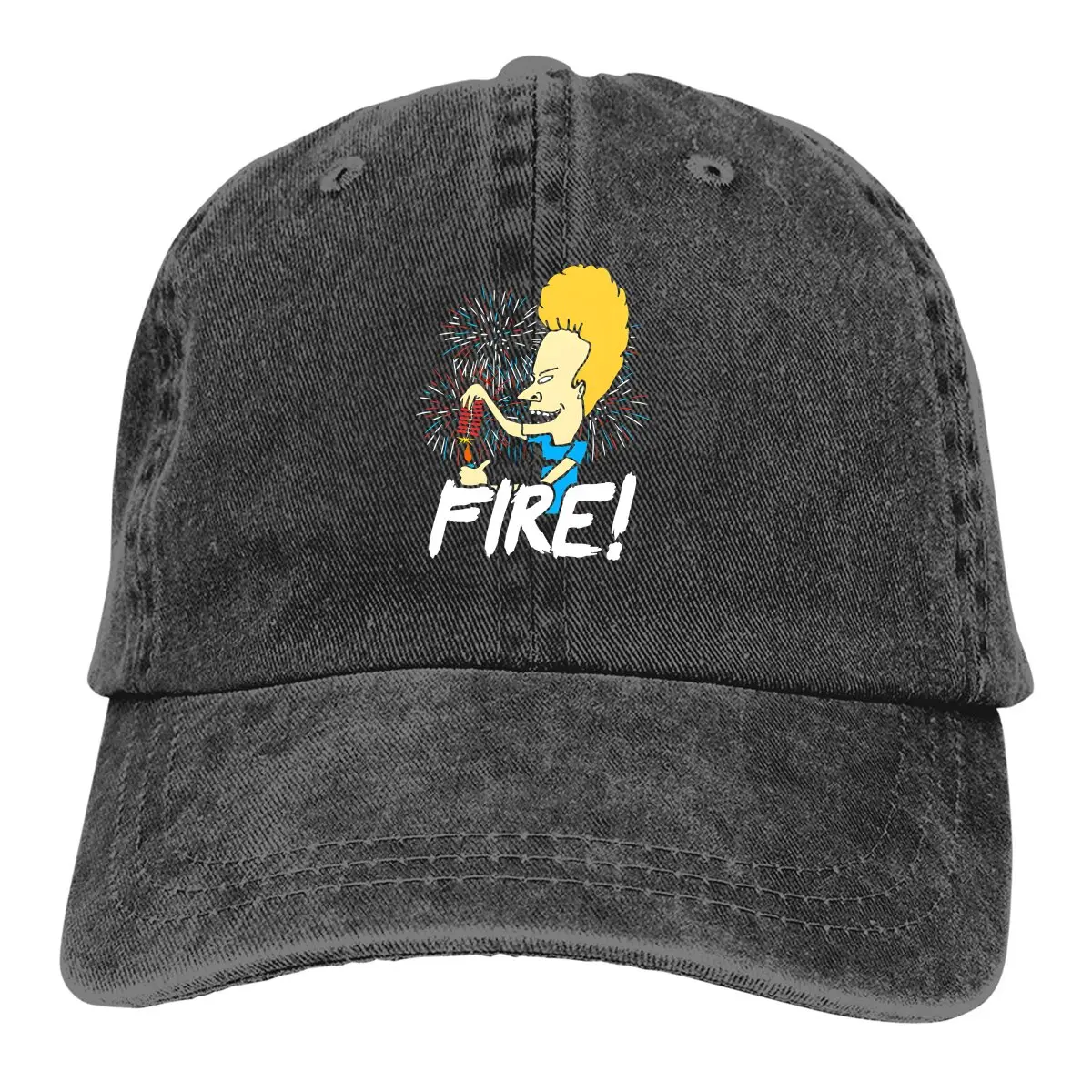 Washed Men's Baseball Cap Beavis Fire 4Th Of July Trucker Snapback Caps Dad Hat Beavis and Butt-Head Golf Hats