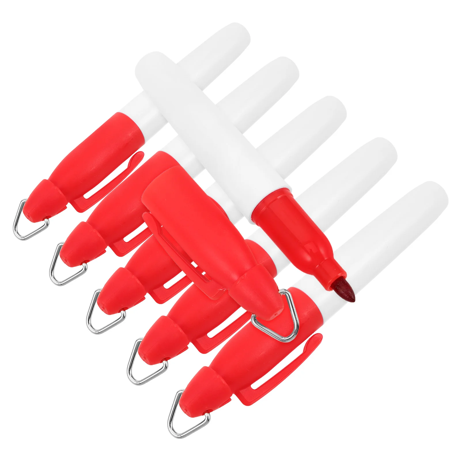 

6 Golf Marker Pens Red Alignment Stencil for Ball Line Drawing Durable Ink Keychain Portable Training Accessories Golf
