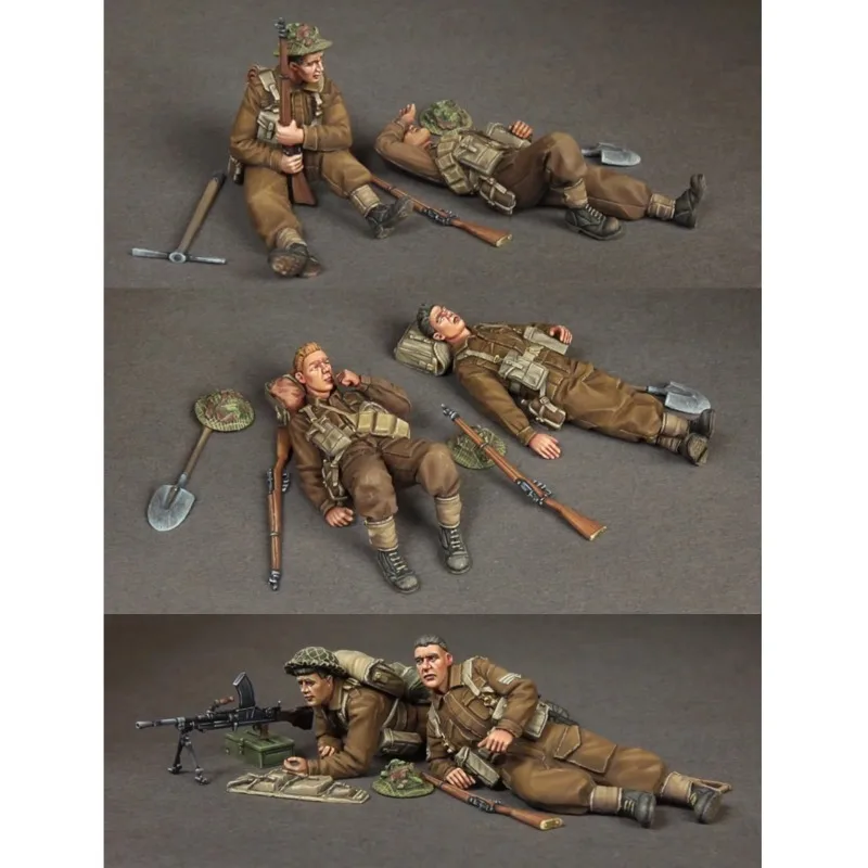 1/35 Scale Male Soldier Figure Military Theme (Six People) Resin Model Unassembled &Unpainted Kit Self-erecting Painting DIY