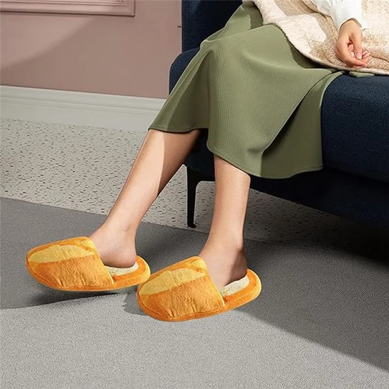 AAAN-2Pcs Toast Winter Home Weiche Sohlen Baumwolle Hausschuhe Anti-Slip Plüsch Warme Baumwolle Hausschuhe Elf Schuhe, Typ A (L)