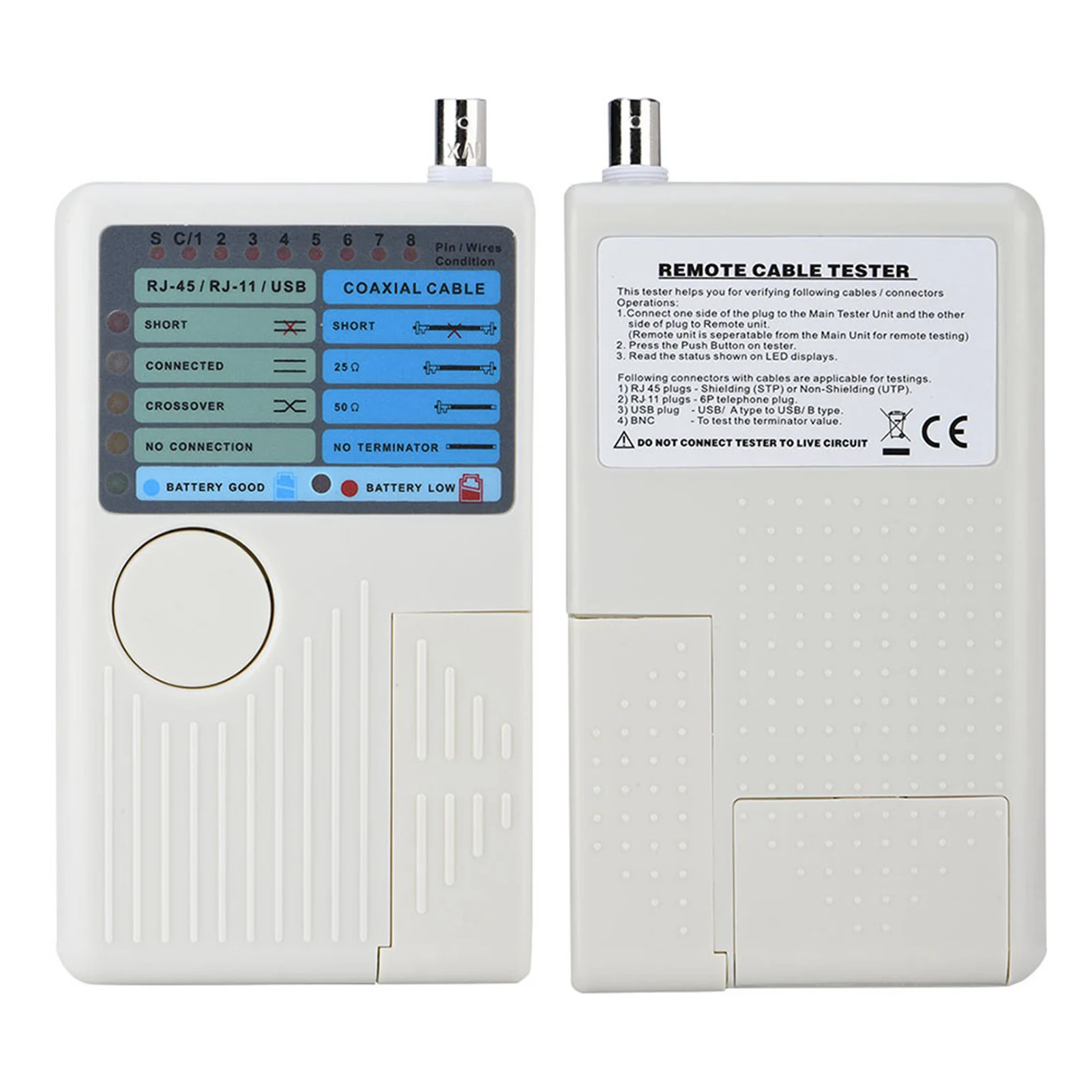 

Сетевой тестер RJ45 / RJ11 / USB/BNC, детектор кабельного трекера LAN
