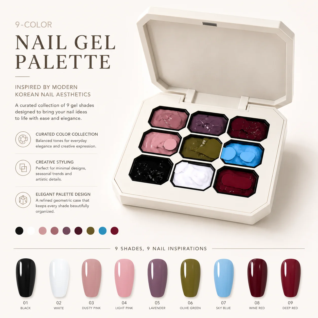 Professional 9-Color Solid Cream  Pat Patting Gel Nail Polish  High Pigmentation & Smooth Application for Perfect Manicures.