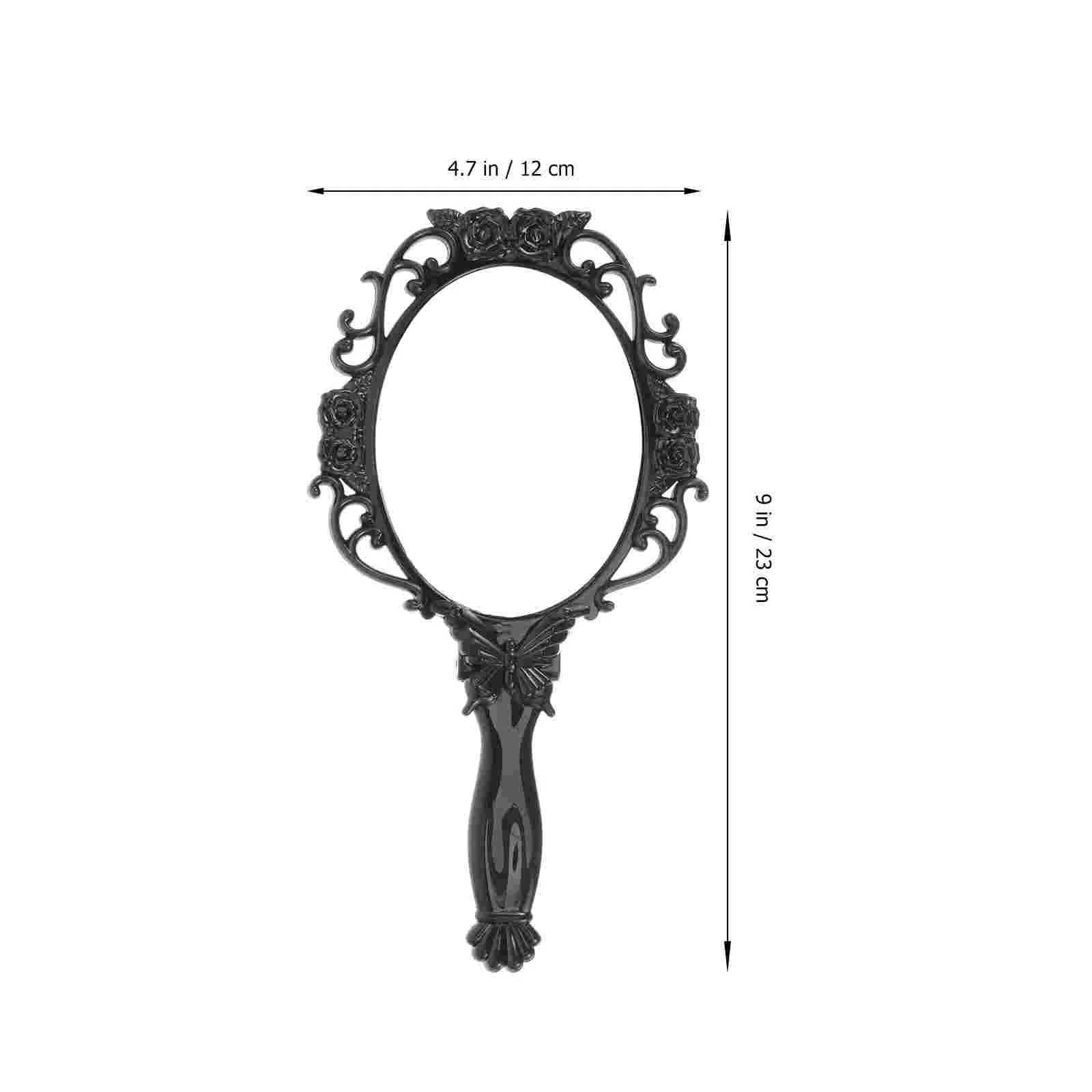 레트로 화장대 거울 장미 꽃 디자인 핸드 헬드 메이크업, 손잡이 폴드, 휴대용 프리미엄 소재, 여성용 플라스틱