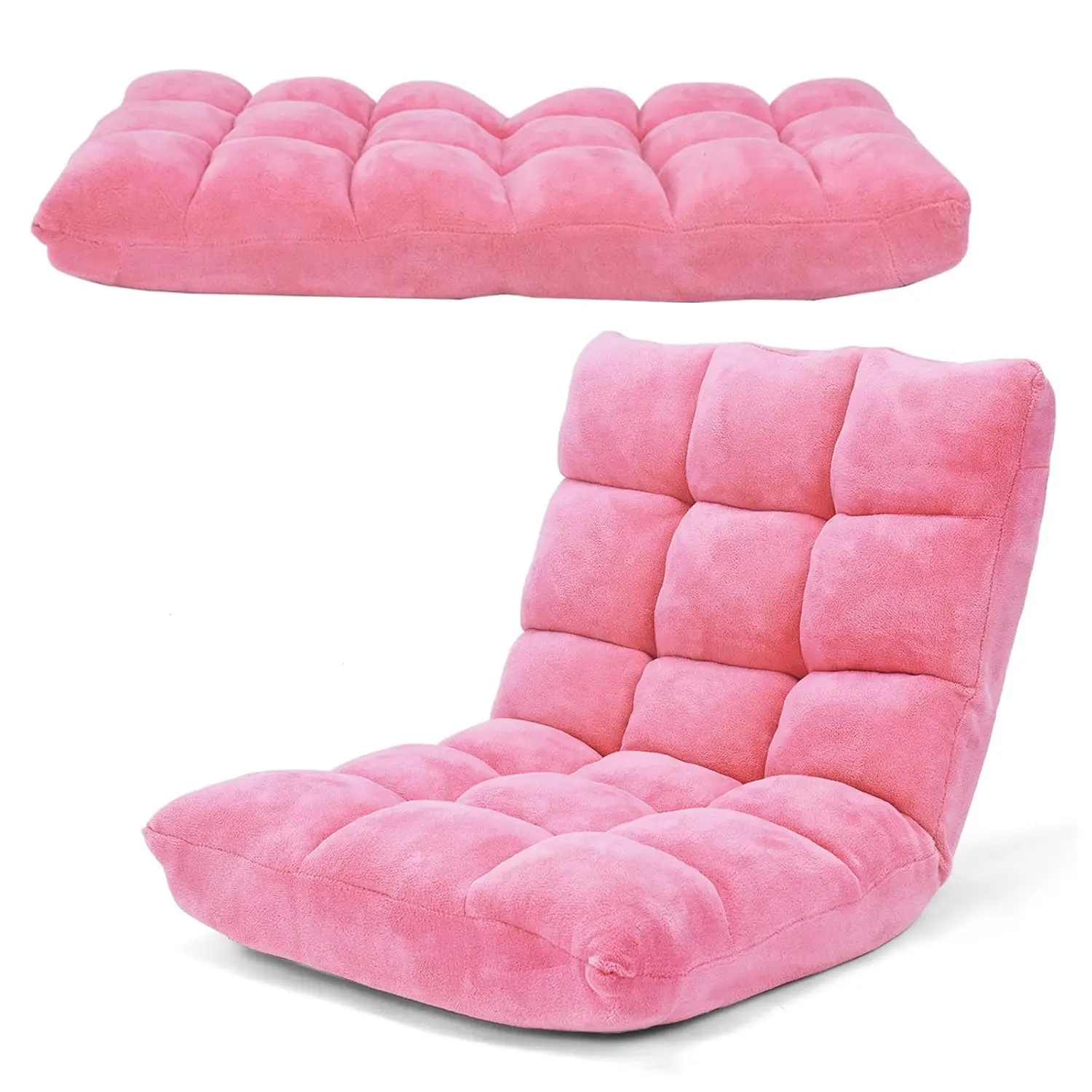 

Floor Chair, Video Gaming Chairs with Back Support, Adjustable 14-Position, Alloy Steel Frame, Soft Coral Fleece,, Customized