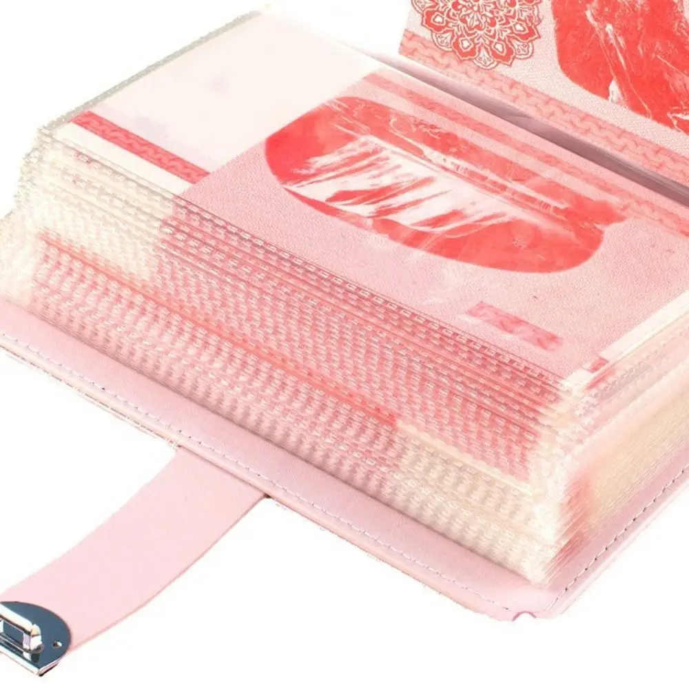 Carpeta de 50 hojas para ahorrar dinero, carpeta económica de cuero PU de cristal brillante con cerradura, almacenamiento de billetera, organizador planificador portátil