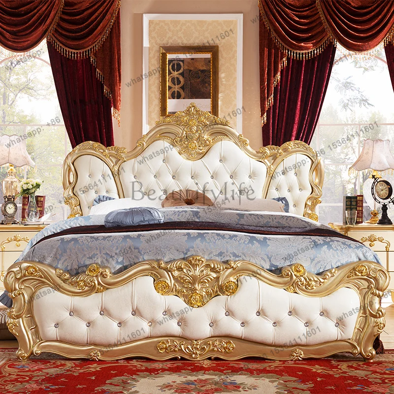 FG Princess Sleeping Massage Bed Wooden Human Dog King Size Baby Queen Children Bed European Design Girls Beliche Trendy Furnitu