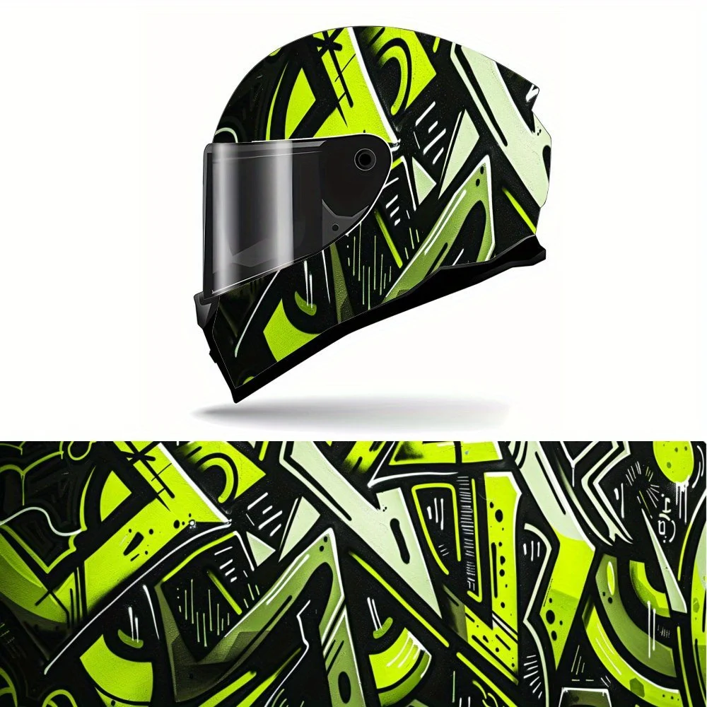 

Eye Catching Fluorescent Geometric Full Face Helmet Vinyl Wrap Sticker, Durable PVC Material, Artistic Aesthetic Graphic Decal f