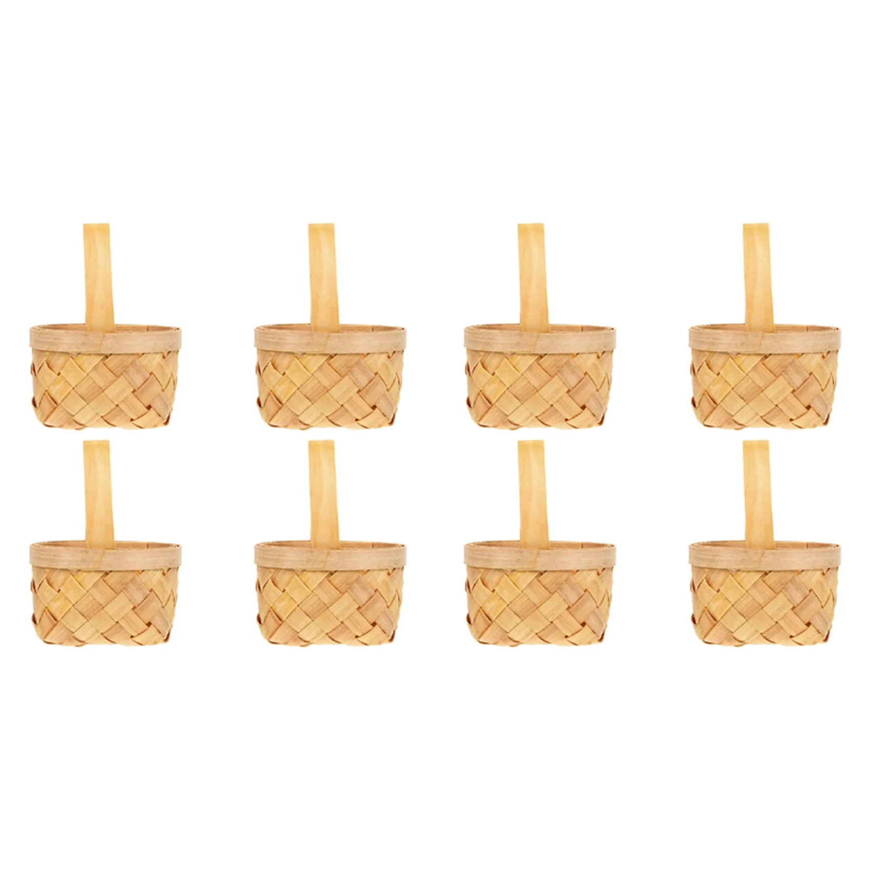 ABWR-8Pcs سلة مغزولة صغيرة مع مقبض الزفاف زهرة فتاة سلة زهرة الحلوى الشوكولاته هدية صندوق حفل زفاف هدية