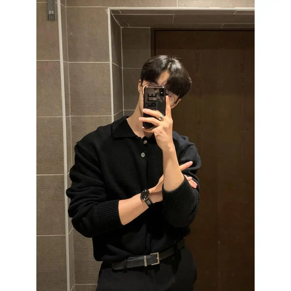 

Модный вязаный свитер с воротником, свободный крой, мягкое полиэфирное волокно, осенняя повседневная одежда, удобная мужская мода от Dongda Gate