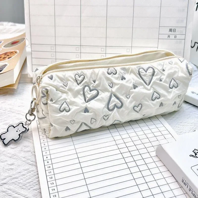 Pencil Case Fashionable Love Pencil Case Large Capacity Stationery Storage Bag Soft Pen Bag Multifunctional Learning Supplies