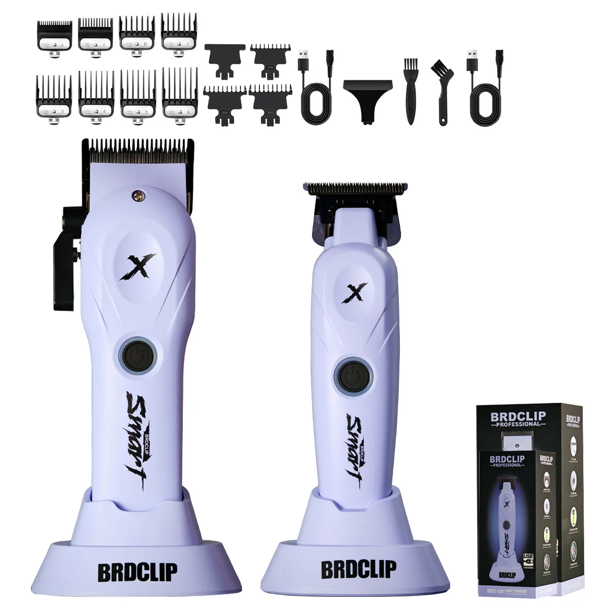 BRDCLIP 108 109 609 Paars Kapper Professionele 8800 RPM 4500 mAh Tondeuse 10000 RPM Salon Elektrisch Scheerapparaat 7700 RPM Tondeuse