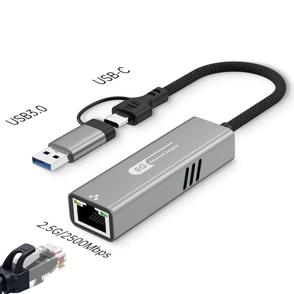 5000Mbps Wired Network Card Adapter USB/Type-C to RJ45 Adapter 5G USB 3.0 Wired Network Card Converter HUB For Laptop Win 7/8/10