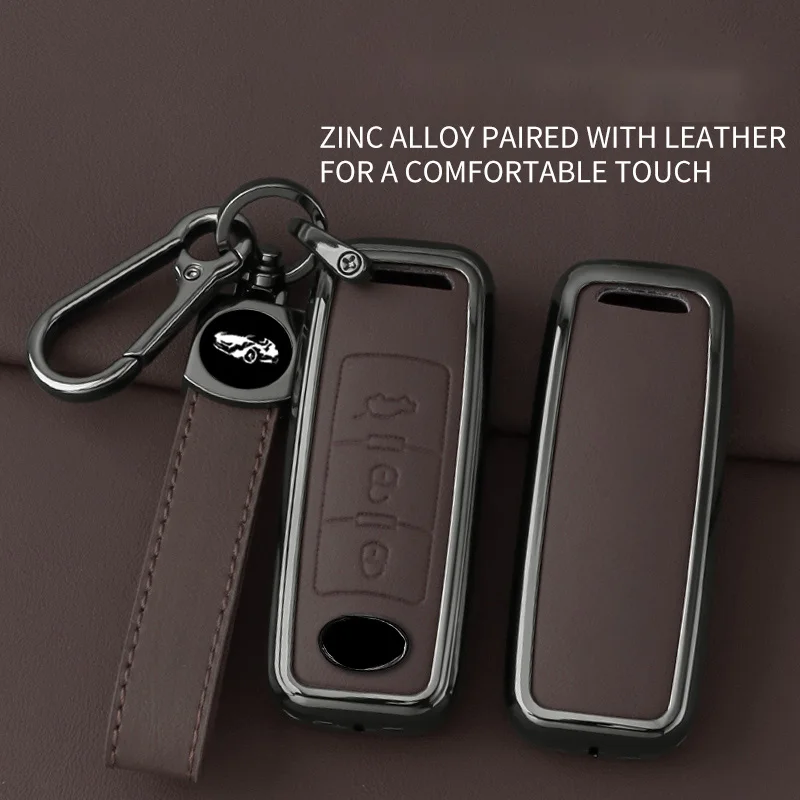 

Zinc Alloy Leather Car Remote Key Case Shell for Trumpchi GAC GS3 GS5 GS6 Keyless Protector Holder Fob Accessories Keychain
