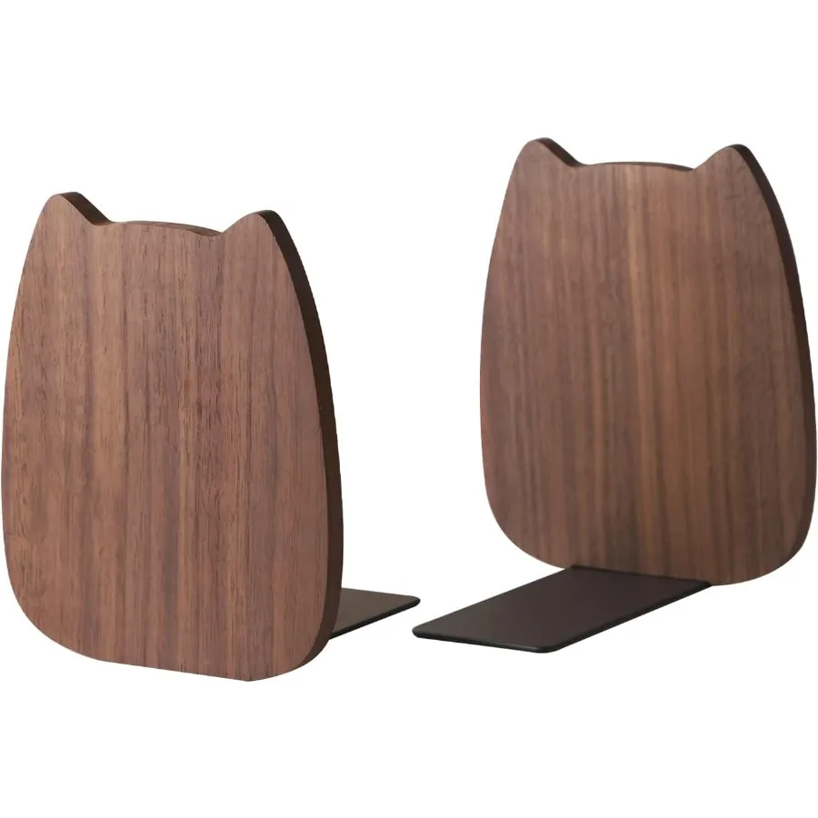 نهايات الكتب للأرفف، نهايات الكتب للمنزل والمكتب والمدرسة والمطبخ، سدادة كتب لطيفة من خشب الجوز، زوج واحد