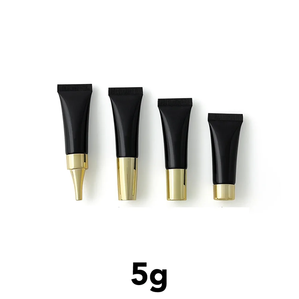 5g Black Plastic Empty Squeeze Bottle 5ml Cosmetic Soft Tube Eye Cream Essence Lotion Sample Refillable Container