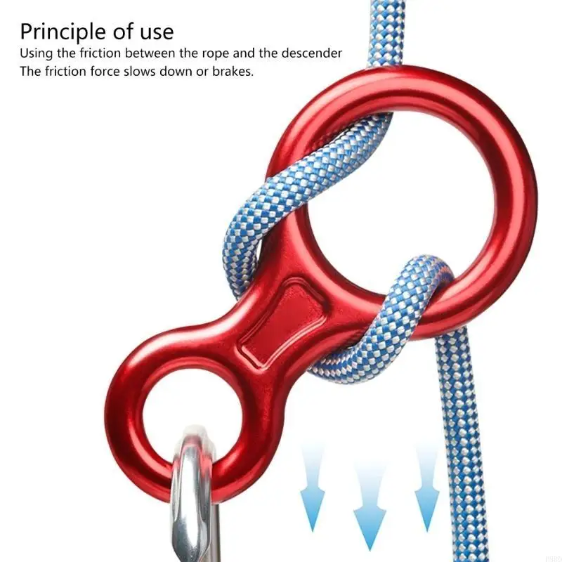 Outdoor Climbing 35KN Aluminum Descender, Figure Eight Belay Equipment for Efficient Rappelling, Mountaineering