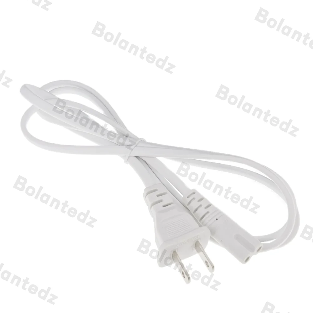 Witte 1,5 m Amerika 2-polige netsnoerkabel Slanke voedingskabel voor de meeste printers en laptops Wisselstroomadapters