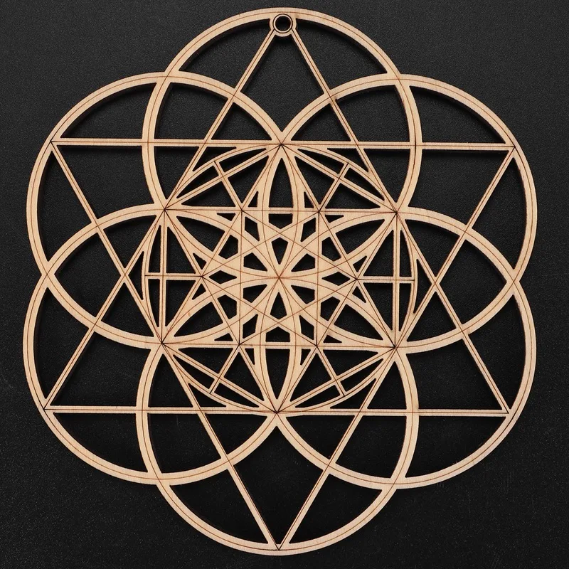 Flower of Life Shape Wooden Coaster, Sinal de parede, Wall Art em madeira, DIY Coaster, Geometria Artesanal, 14cm, Pacote 8