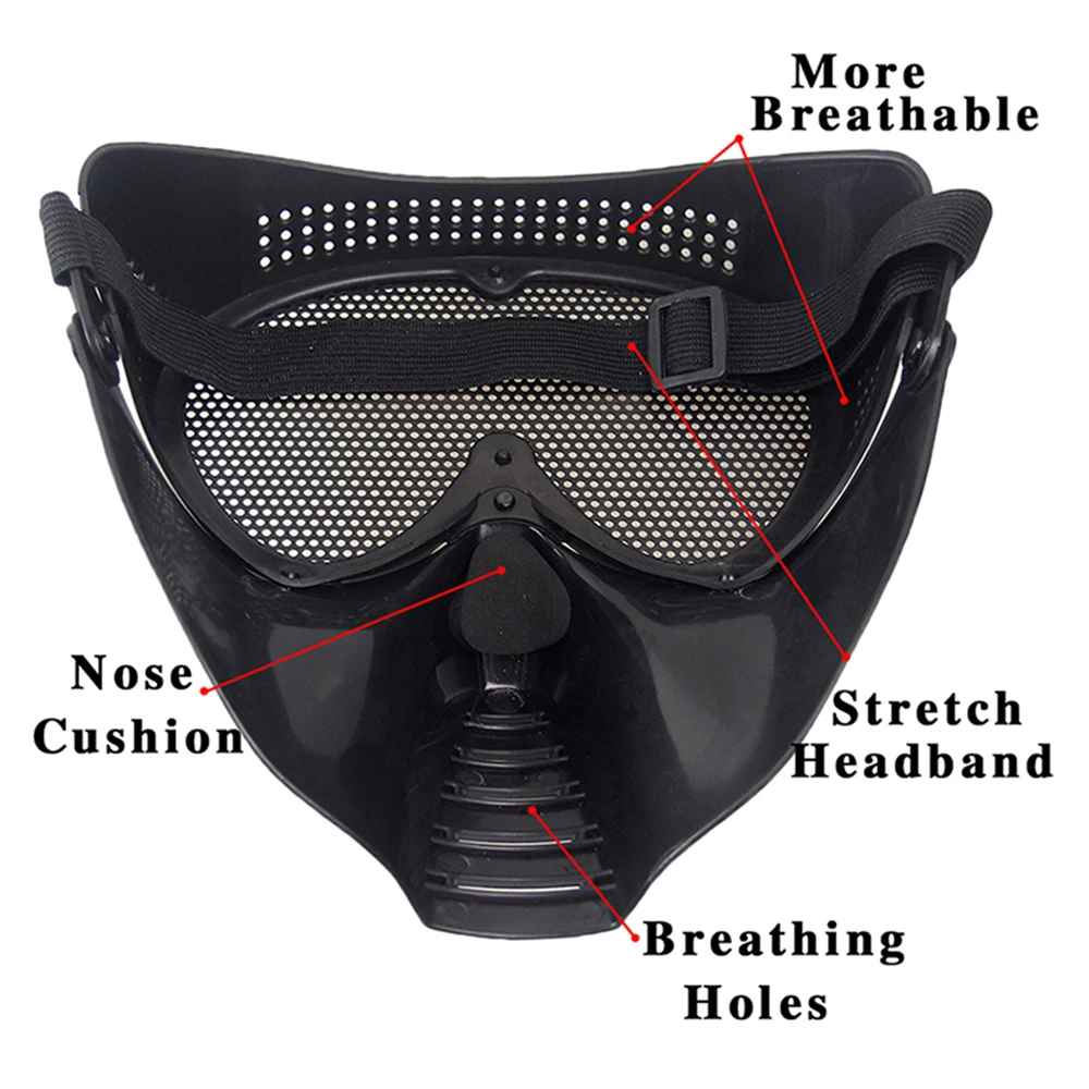 Breathable Full Face Tactical Mask, Airsoft Paintball, CS Wargame Sports Mask, Cool Cosplay Masks