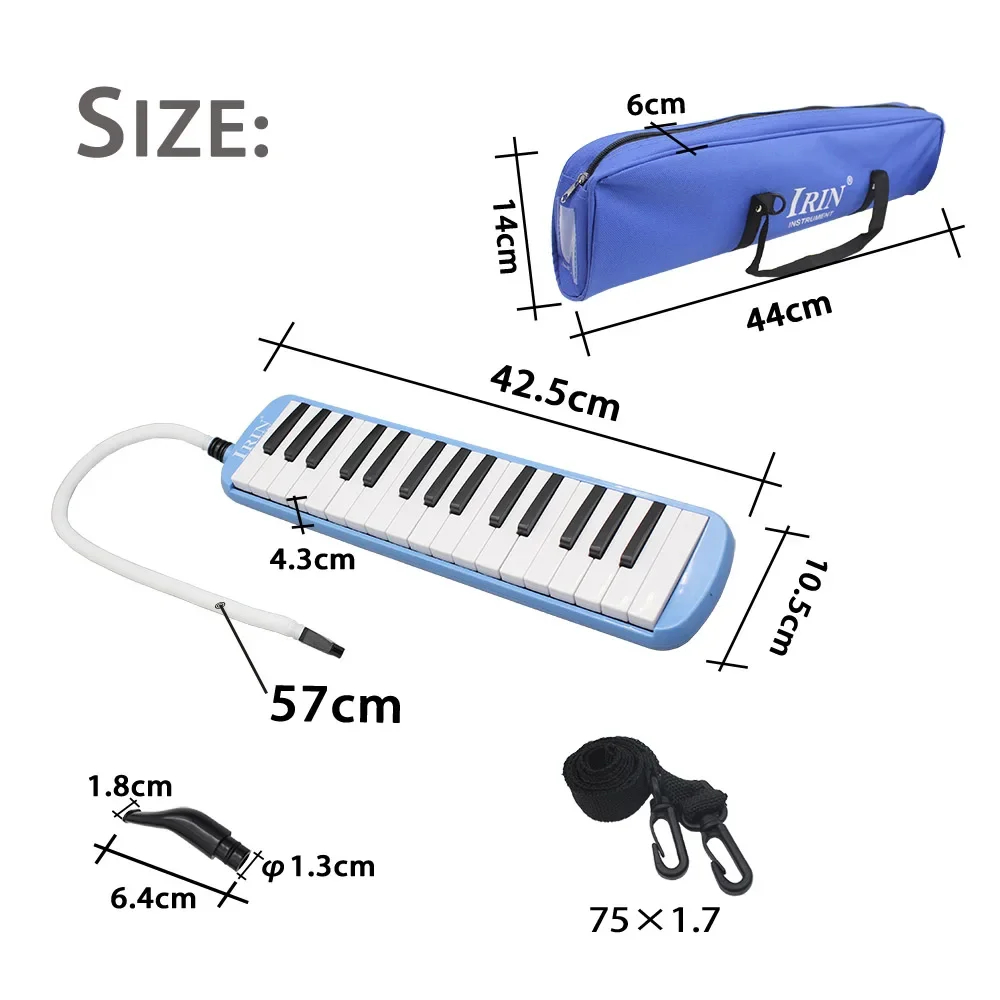 IRIN 32 Keys Piano Melodica Mouth Organ Keyboard Musical Instrument Gift for Beginner Performance Practice with Carrying Bag