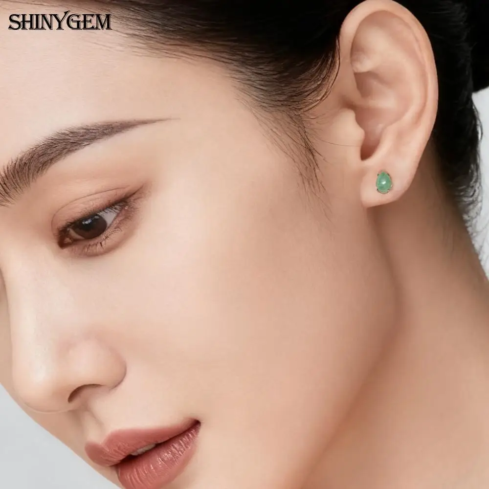 SHINYGEM النساء 925 فضة روز كوارتز وأقراط مع الزبرجد الأخضر الأحمر الفراولة كريستال سيترين الأذن مجوهرات