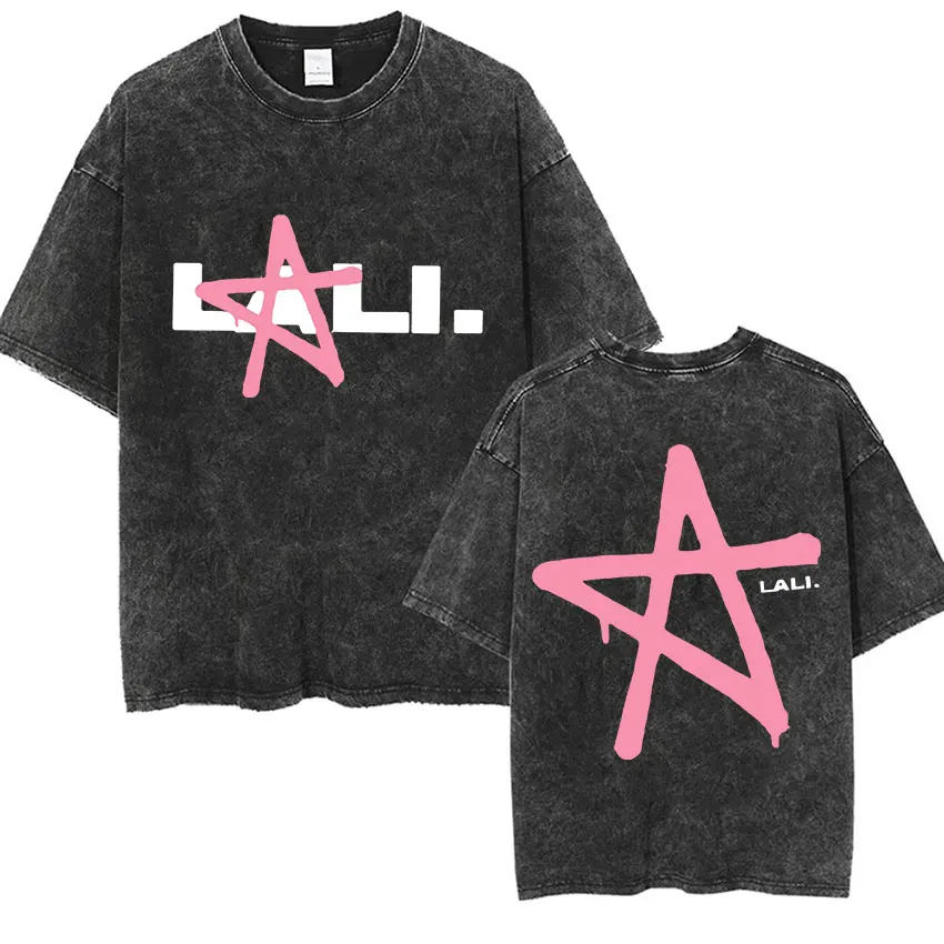 Camisetas Vintage lavadas de Singer Lali Esposito Tour 2025, camiseta de manga corta de algodón de verano para hombres y mujeres, ropa estética para fanáticos