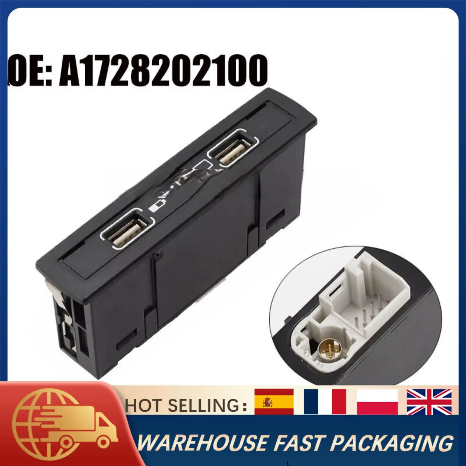 

Dashboard USB Socket Port For Mercedes A1728202100 Fit A Class GLA CLA GLE CLS Dash Panel Interface Charger Replacement