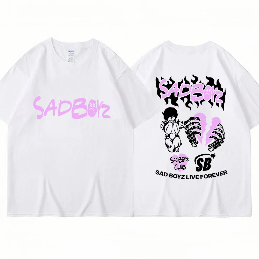 Singer Junior H Sad Boyz Graphic T Shirt World Tour Merch Men's Punk Harajuku T-shirts Oversized 100% Cotton Hip Hop Tees Unisex image 2