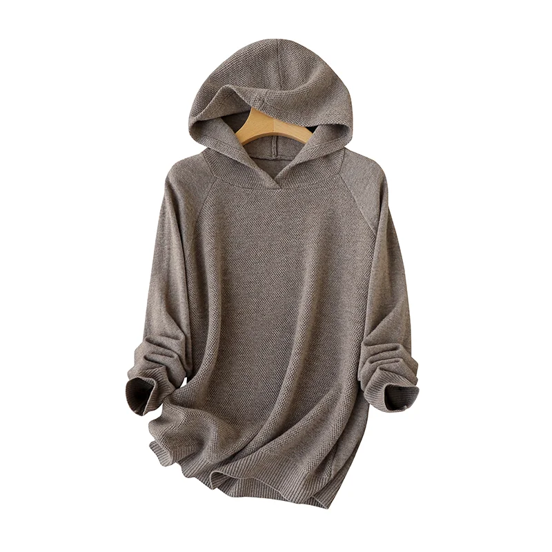 مريح طويل Sve محبوك الصوف هوديي المرأة مستقيم قطع ربيع الخريف Sle عارضة تخفيف Faion قطعة واحدة #5