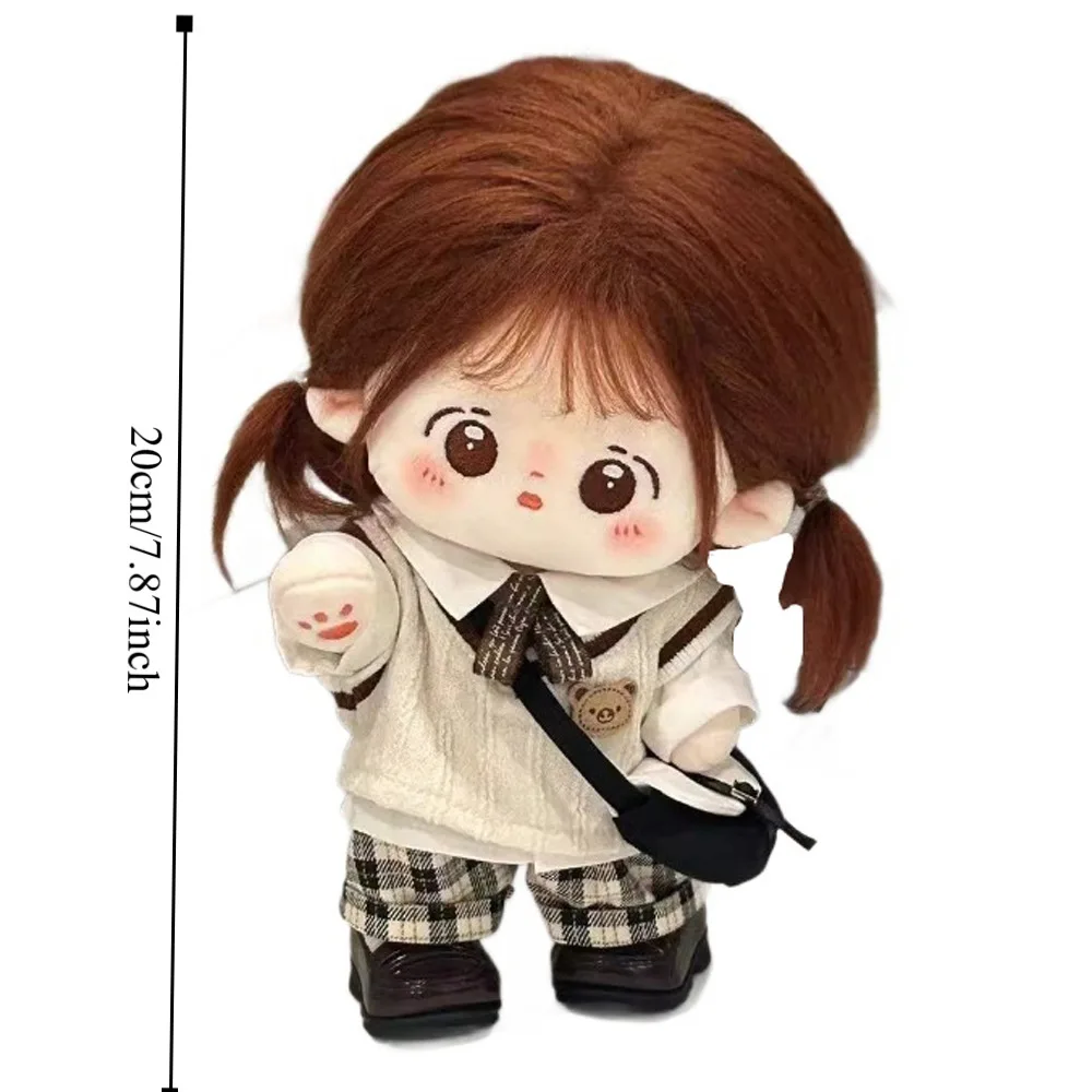 1 set School Uniform 20cm Cotton Doll Clothes Plaid Shorts Knitted Vest Cotton Doll's Clothes Fashion Mini Doll Clothes