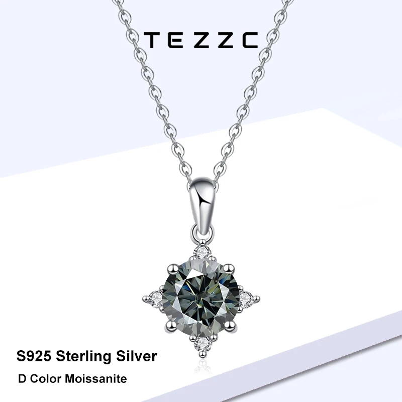 

Tezzc 1-каратное ожерелье с муассанитом для женщин, стерлинговое серебро, D цвет, бриллиант, обручальное свадебное ожерелье, ювелирные изделия