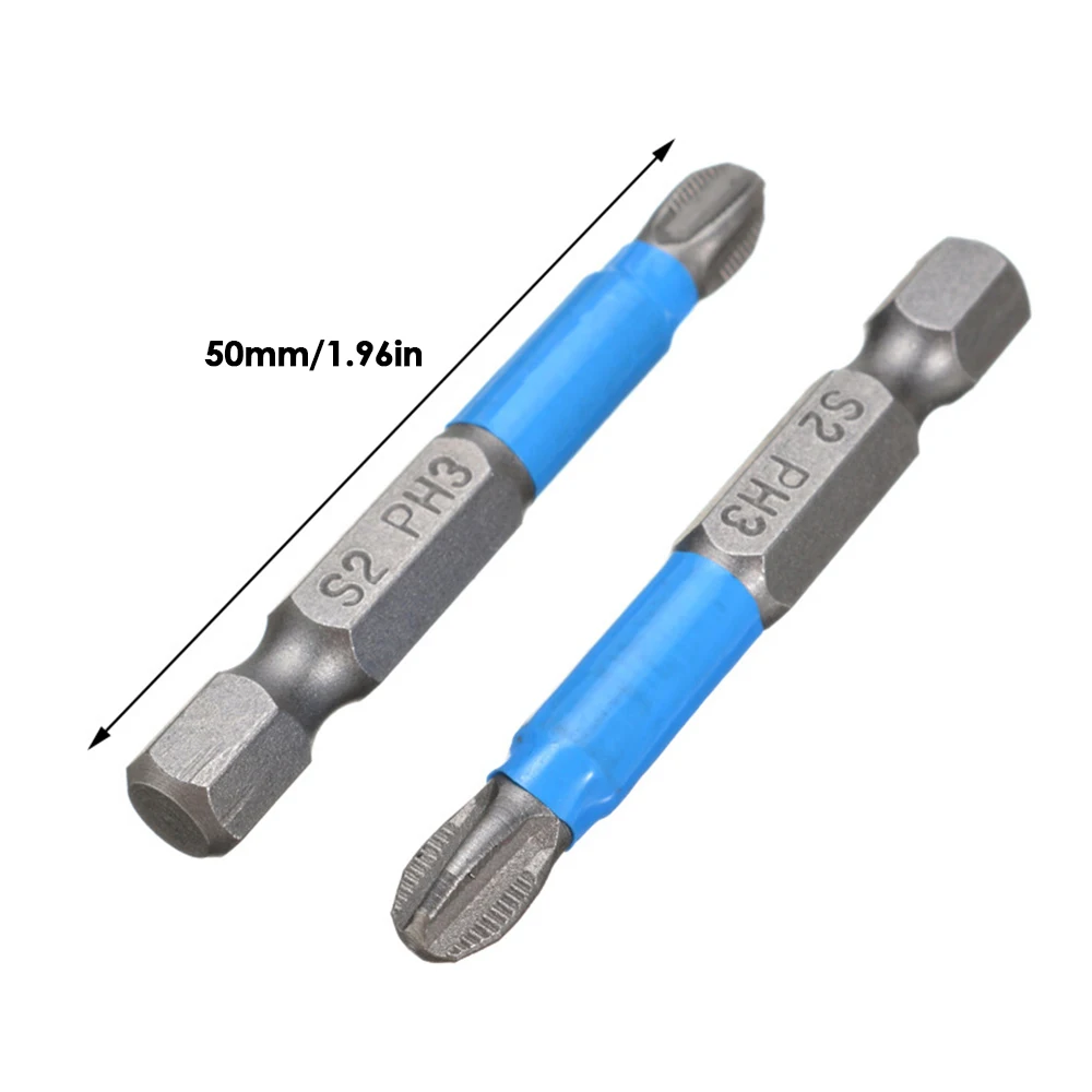 12pcs Strong Magnetic Cross Bits Hex Shanked Anti Slip Screwdriver Bits Magnetic Single Heads PH1/PZ1/PH2/PZ2/PH3/PZ3 50mm