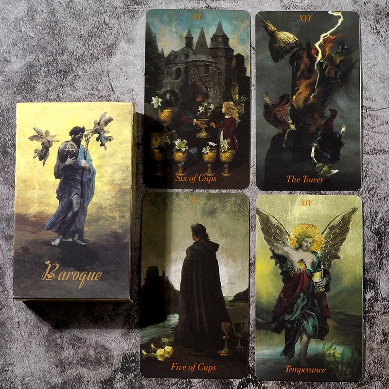 Baroque Tarot Deck 78-Card Deck with PDF Guidebook Fortune Telling Card Game Game Divination Tools Chakra Planet Zodiac