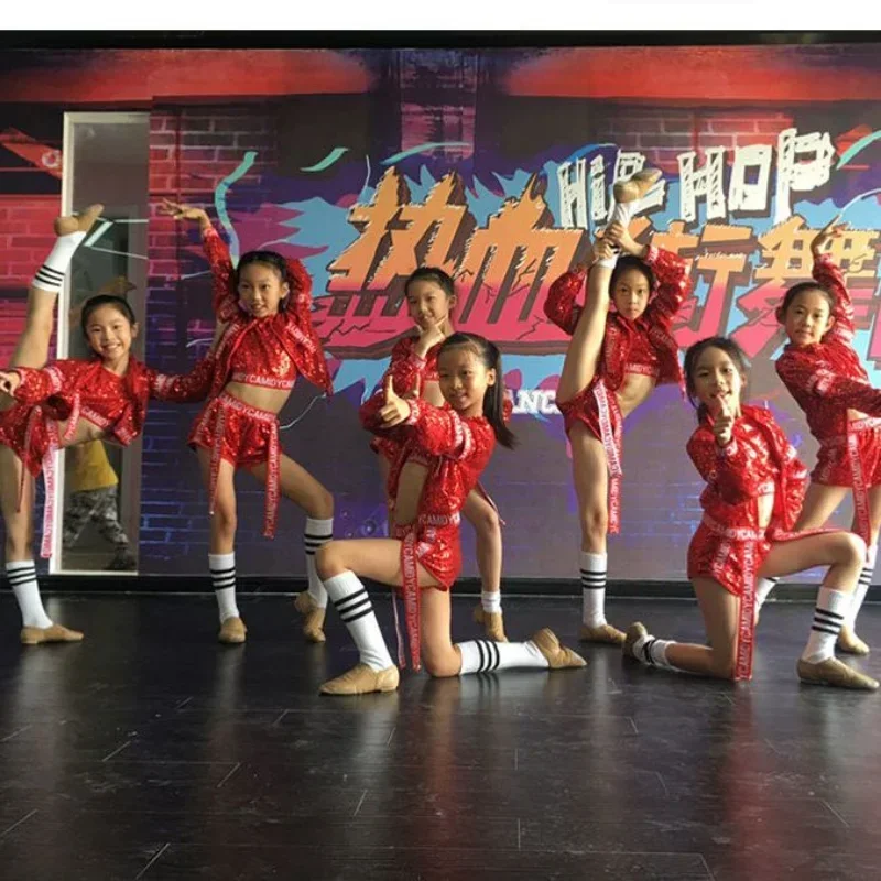 EE01 2023 แฟชั่นชายHip-HopชุดสาวเงินสีJazz Danceเครื่องแต่งกายเด็กเสื้อผ้าเต้นรําเครื่องแต่งกายCool RaveIo0!