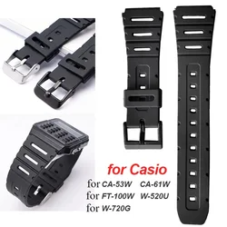 Rubber Sports Bracelet for Casio W-720 W-722 W-741 WL-100 CA-53 CA-61 Calculator Wristband Silicone Watch Strap Men Women Belt