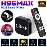 Smart TV Box H96Max H728 Network Set Top Box&Alarm Clock Android 14.0 WIFI 6 Bluetooth Media Player w/ 2.4G Voice Remote Control
