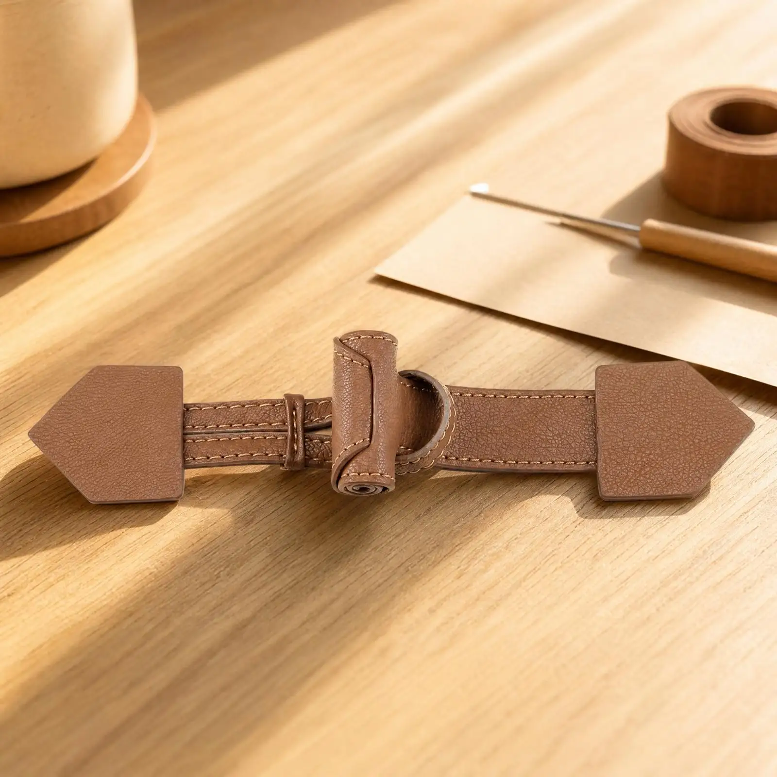 Adjustable Loop Toggle Coat Button PU Material with Temporary Back for Easy Positioning Sew on