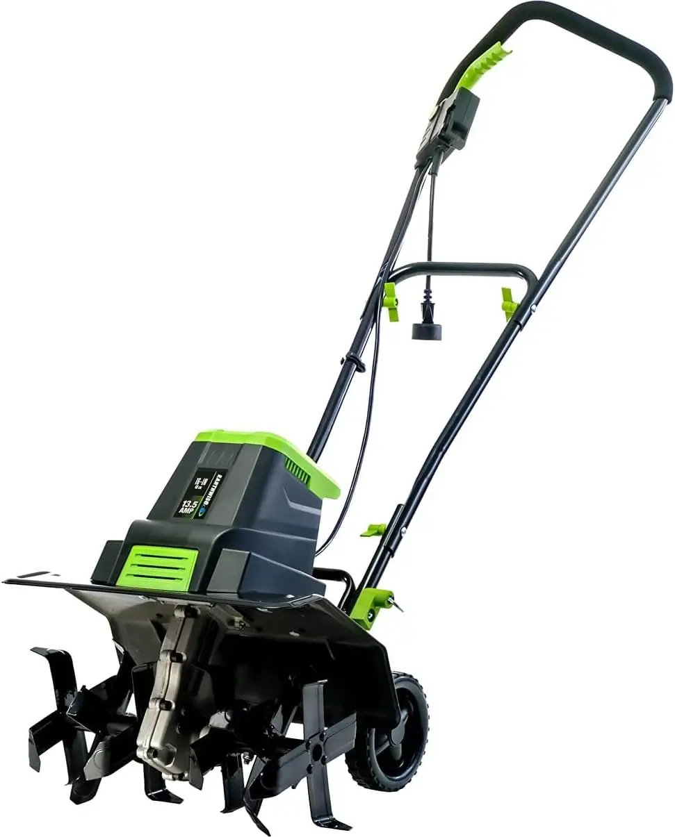

Электроинструменты от ALM TC70016EW, 13,5 А, 16-дюймовый электрический садовый культиватор, фиксированные зубцы, черный